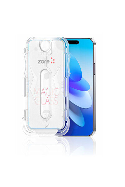 zore واقي شاشة زجاجي سحري 5D لهاتف iPhone 14 Pro مع جهاز تثبيت سهل