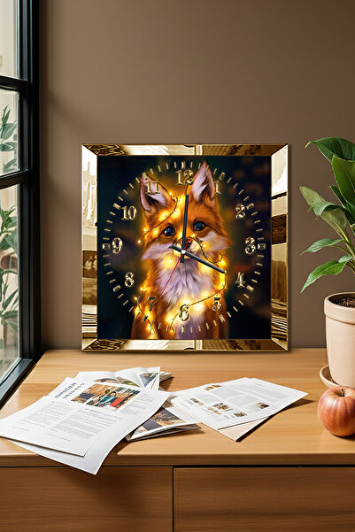 Zevahir Mobilya Dekorasyon Ceas de perete decorativ din MDF cu tematică vulpe...