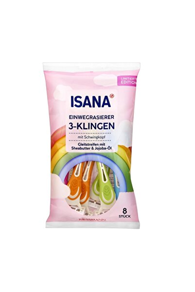 ISANA Бритва з 3 лезами одноразового використання Rainbow, 8 штук