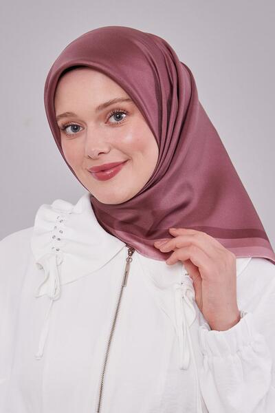 Levidor A.Pink Twill Silk Scarf with Border Edge