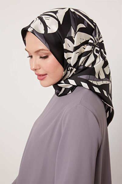 Levidor وشاح حريري بنمط زهرة الزنبق المنك