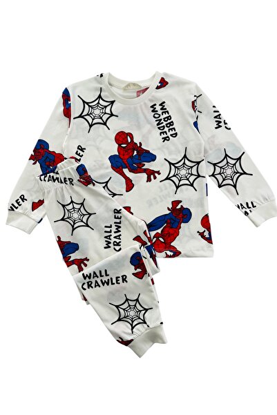 YUMİYUMM طقم بيجامة للأولاد مصنوع من القطن بنسبة 100% بنمط شبكات العنكبوت
