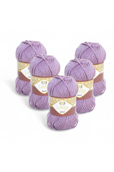 LaVita Yarn Ață de tricotat manuală aurie 100% acrilic 500gr 5 BUCĂȚI (9752 GÜL)
