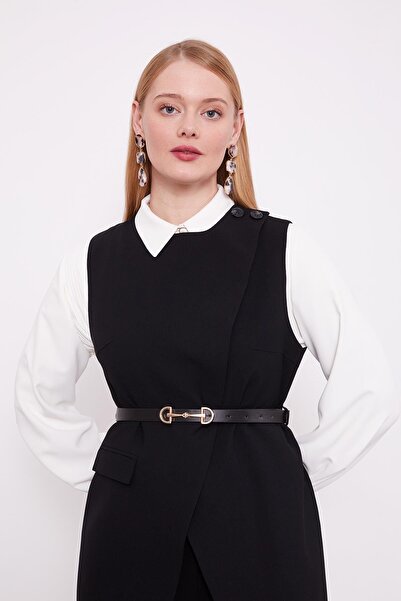 Levidor Black Asymmetric Vest Double Suit