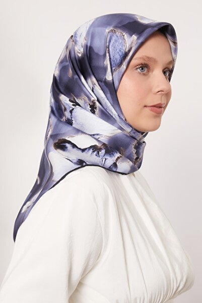 Levidor وشاح حريري من نسيج التويل على شكل زهرة اللوتس باللون النيلي