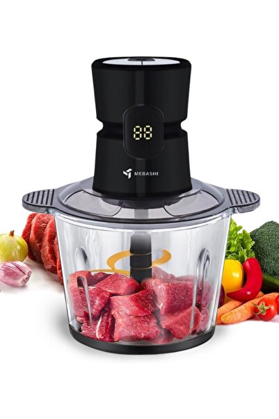 MEBASHI 3L Glass Bowl Chopper, 600W, 3 Speeds With Safety Switch, Stainless S...