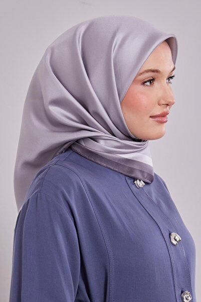 Levidor Twill Silk Scarf with Silver Edge Border