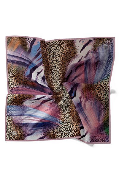 Levidor Powder Mixed Leopard Pattern Twill Silk Scarf