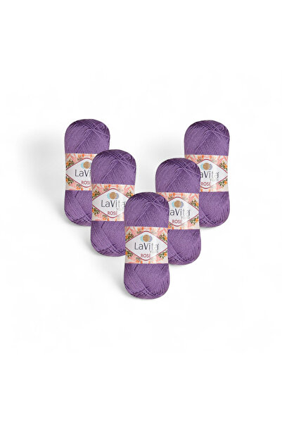 LaVita Yarn خيط حياكة يدوي من روز، 100% أكريليك، 500 جرام، 5 قطع (5130 إفلاتون)