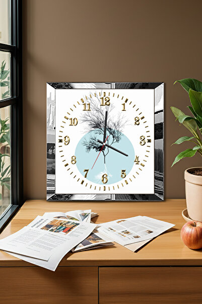 Zevahir Mobilya Dekorasyon Silver Framed Branch of Time Themed Decorative Mdf...