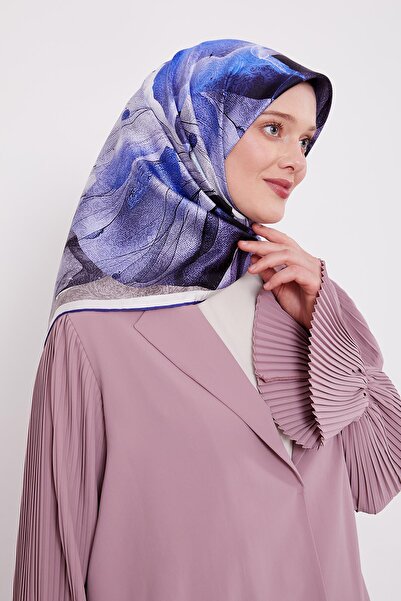 Levidor وشاح حريري من نسيج التويل بنمط مرمري تجريدي من ساكس