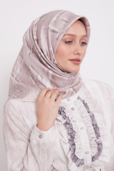 Levidor Beige Mixed Brush Pattern Twill Silk Scarf