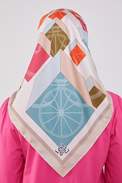 Levidor Κρεμ κασκόλ με σχέδιο κύβου