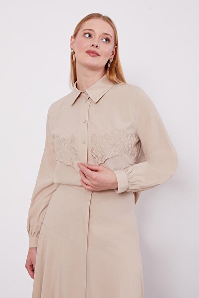 Levidor Stone Embroidery Detailed Cupra Skirt Set