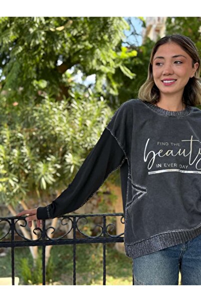 Punta Otantik NC50793 Hanorac din bumbac scris cu frumusețe italiană, afumat