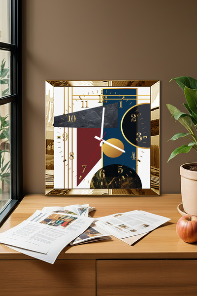 Zevahir Mobilya Dekorasyon Ceas de perete decorativ din MDF cu tematică Geome...