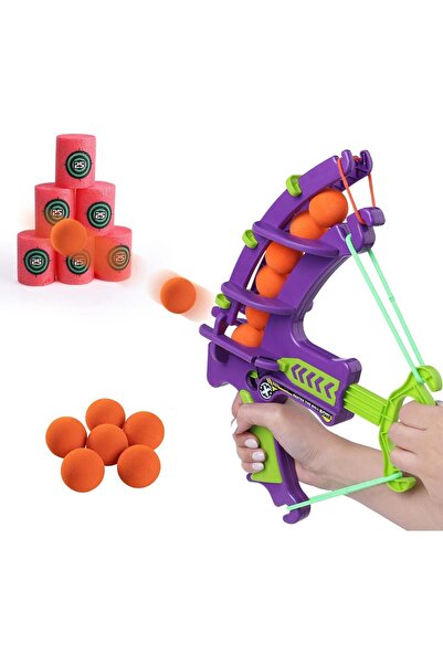 KidProtect Set De Joaca Arc cu Bile Moi Mini Archer, Pentru Copii, 5 Bile, 6 Tinte Albastru