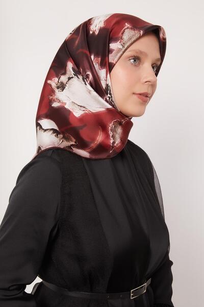 Levidor وشاح حريري من التويل على شكل زهرة اللوتس باللون العنابي