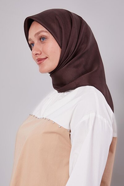 Levidor Acı Kahve L Desen Monogram İpek Eşarp