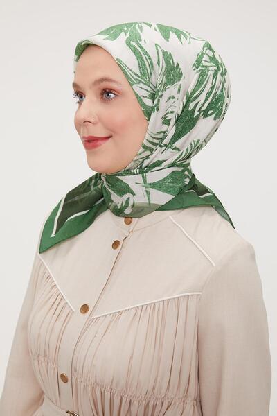 Levidor Green Floral Abstract Pattern Modal Silk Scarf