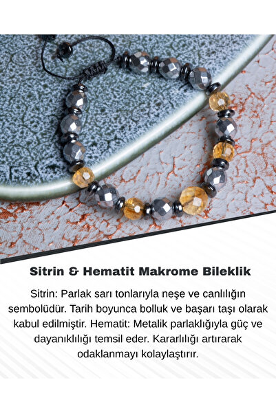 Saff Doğal Taş سوار مكرامية من السيترين والهيماتيت