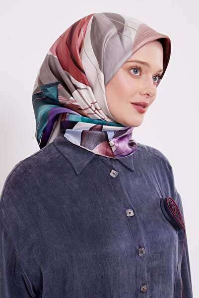 Levidor A.Mink Thin Leaf Pattern Twill Silk Scarf