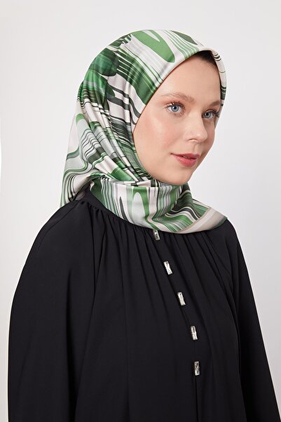 Levidor Yeşil Fırça Desen Trend Twill Eşarp