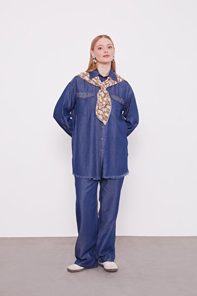 Levidor K.Mavi Cep Taşlı Denim İkili Takım