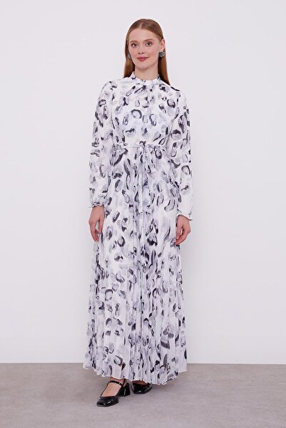 Levidor Γκρι φόρεμα με λεπτομέρεια με βολάν μανίκια