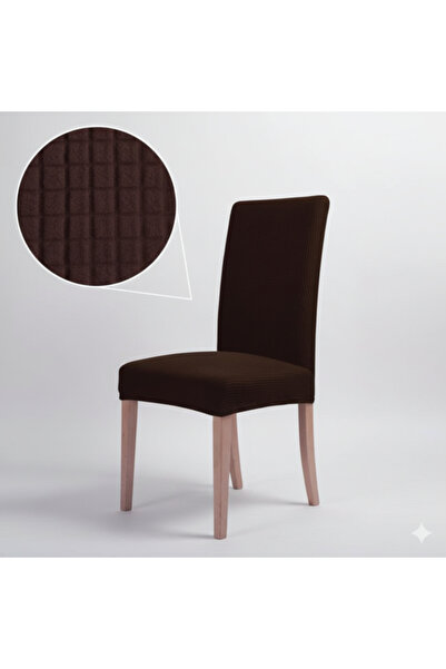 OEM Husă decorativă elastică pentru scaun, maro, cu model în carouri în relie...