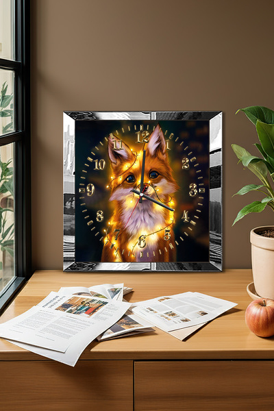 Zevahir Mobilya Dekorasyon Ceas de perete decorativ din MDF cu tematică vulpe...