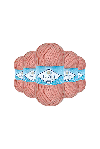 LaVita Yarn Fir de tricotat manual din catifea Velur 100% poliester 500gr 5 B...