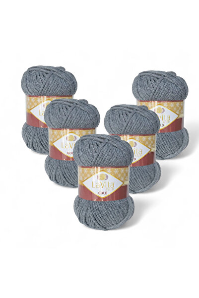LaVita Yarn Gold Hand Knitting Yarn 100% Acrylic 500Gr 5 Pcs (6001 Gray)