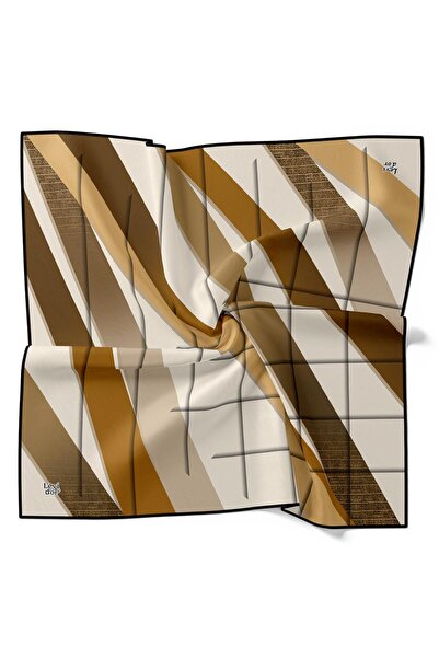 Levidor Μεταξωτό μαντήλι με λωρίδες λαδί πράσινου χρώματος