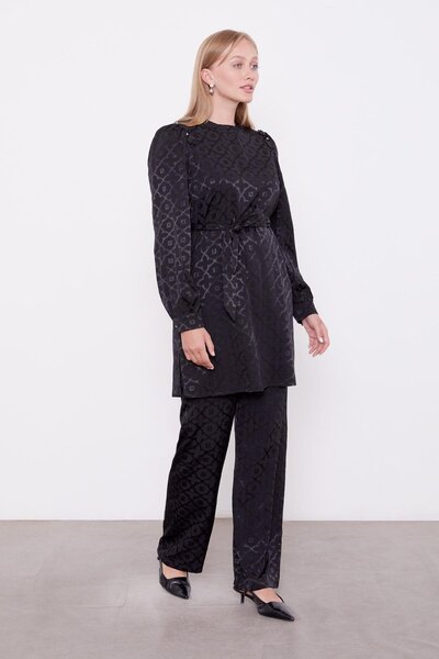 Levidor Black Clover Patterned Jacquard Double Suit