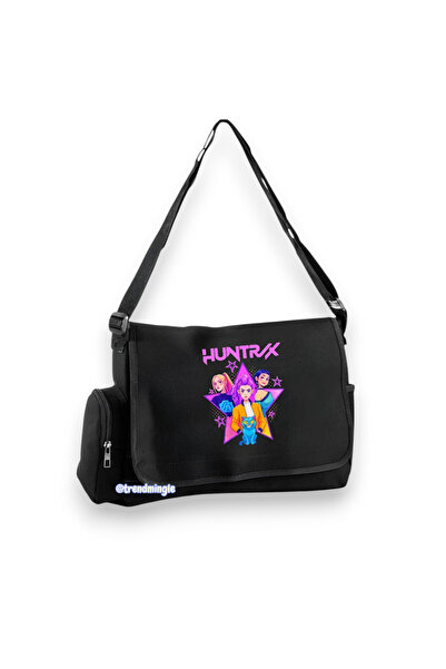 DEEFWEAR Чорна сумка поштарка з принтом K-pop Hunterıx Girls - trendmingle