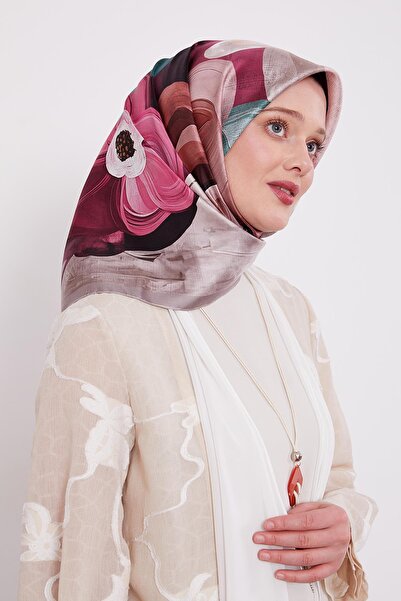 Levidor Mink Violet Pattern Twill Silk Scarf