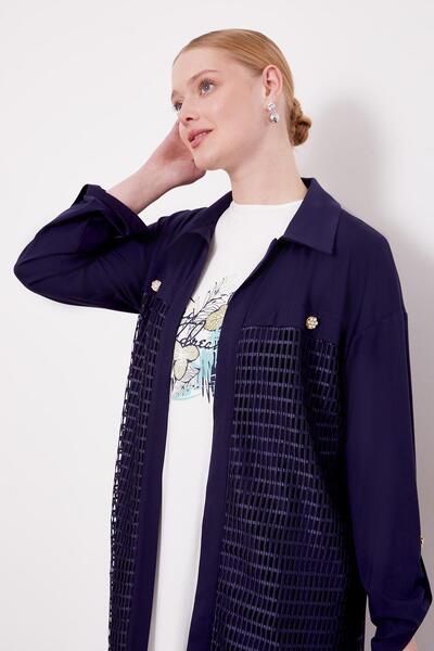 Levidor Lacivert File Detay Üçlü Ceket Takım