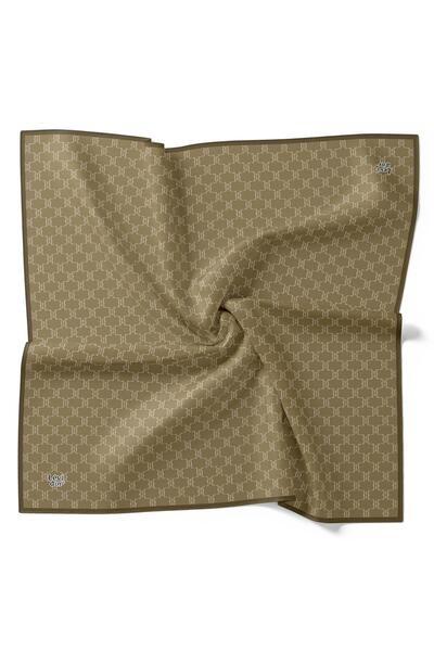 Levidor Latte Honeycomb Pattern Twill Silk Scarf