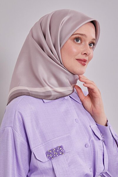 Levidor A.Mink Twill Silk Scarf with Border Edge