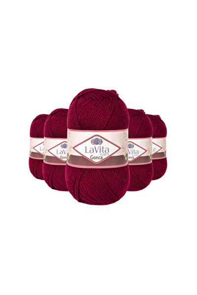 LaVita Yarn Гонка ръчно плетена прежда 100% акрил 500 г 5 БРОЯ (3010 AL RED)
