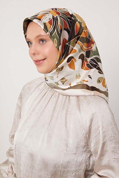 Levidor وشاح حريري بنمط زهور مختلطة من فرو المنك