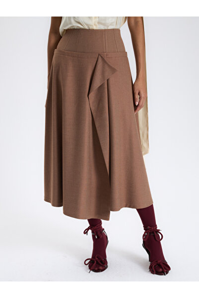BAQA Karamel Drapeli Midi Etek