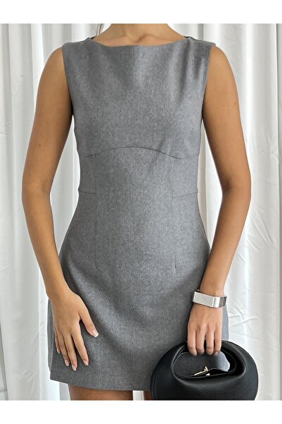 Nesil Zero Sleeve Crew Neck Special Day Casual Women's Lined Mini Dress