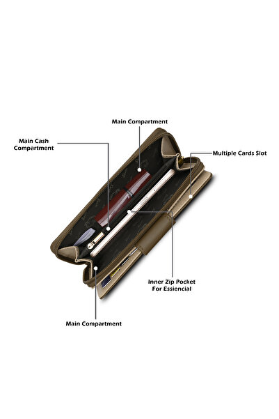 Lavie Luxe Women's Diamond25 Bifold Zip Wallet (Tan)