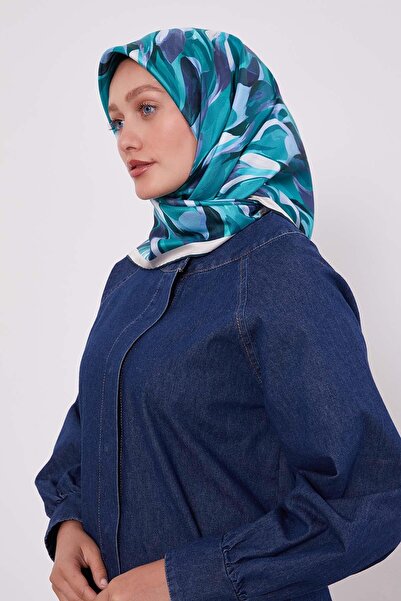 Levidor Emerald Marbled Pattern Twill Silk Scarf