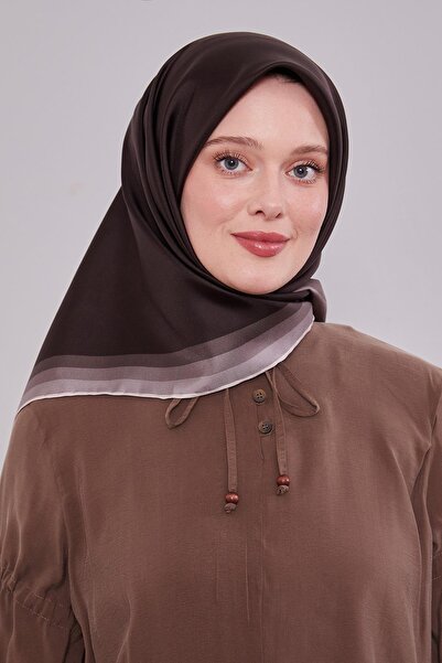 Levidor Twill Silk Scarf with Coffee Border