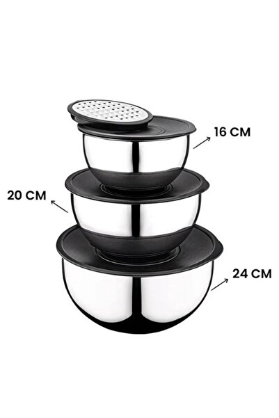 Perodia 9 Piece 16-20-24 cm Grater Storage/Mixing Bowl Set