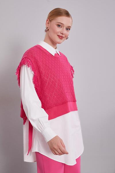 Levidor Φούξια Πλεκτά σετ κοστούμι με γιλέκο Πουκάμισο Διπλό Σετ