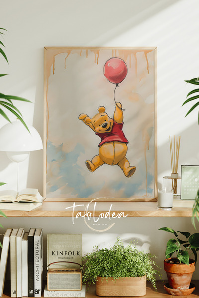 tablodea Ursuleț de pluș care ține un balon Decor pentru camera bebelușului P...